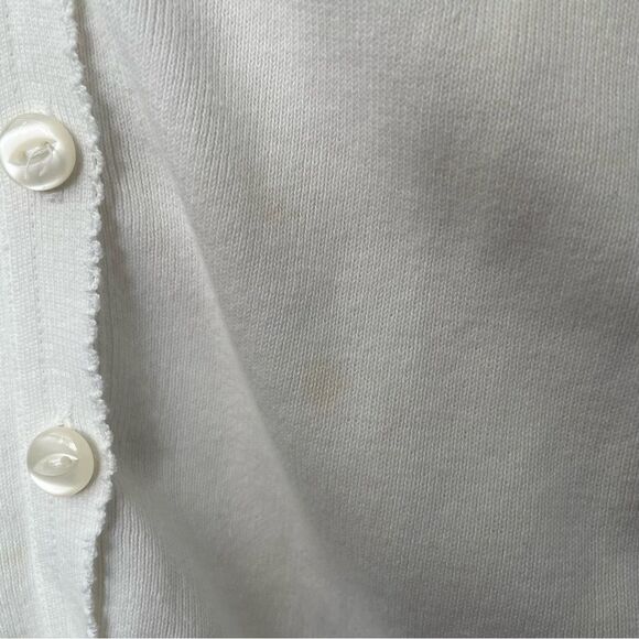 [xs/s] GAP Women’s White Ribbed Knit 100% Cotton Button Down 90s Baby Cardigan - Picture 12 of 15